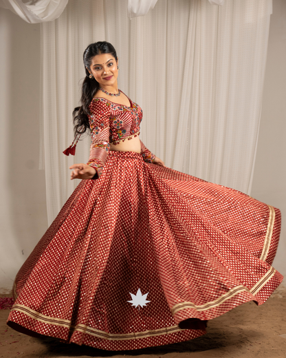Rajwadi Rang | Premium Red Gajji Silk Chaniya Choli