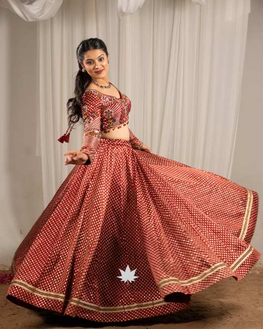 Rajwadi Rang | Premium Red Gajji Silk Chaniya Choli
