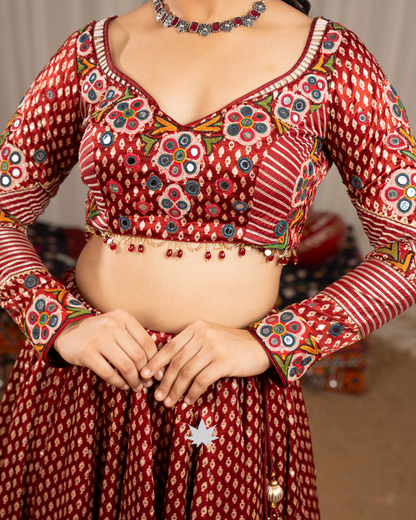 Rajwadi Rang | Premium Red Gajji Silk Chaniya Choli