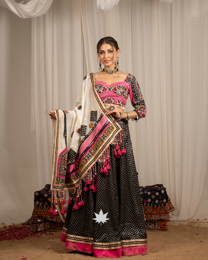 Rajwadi Rang | Premium Black Gajji Silk Chaniya Choli