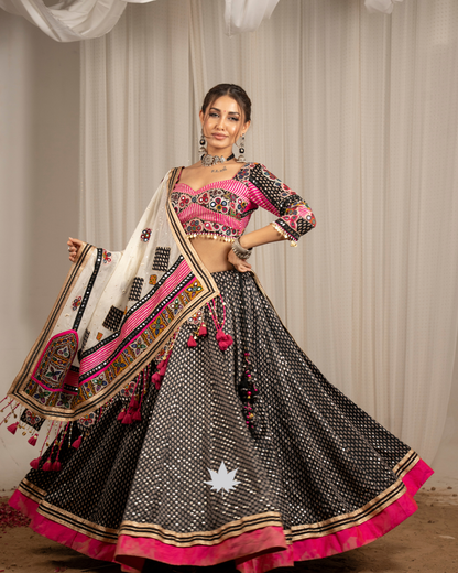 Rajwadi Rang | Premium Black Gajji Silk Chaniya Choli