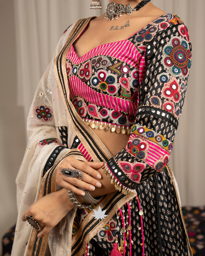 Rajwadi Rang | Premium Black Gajji Silk Chaniya Choli