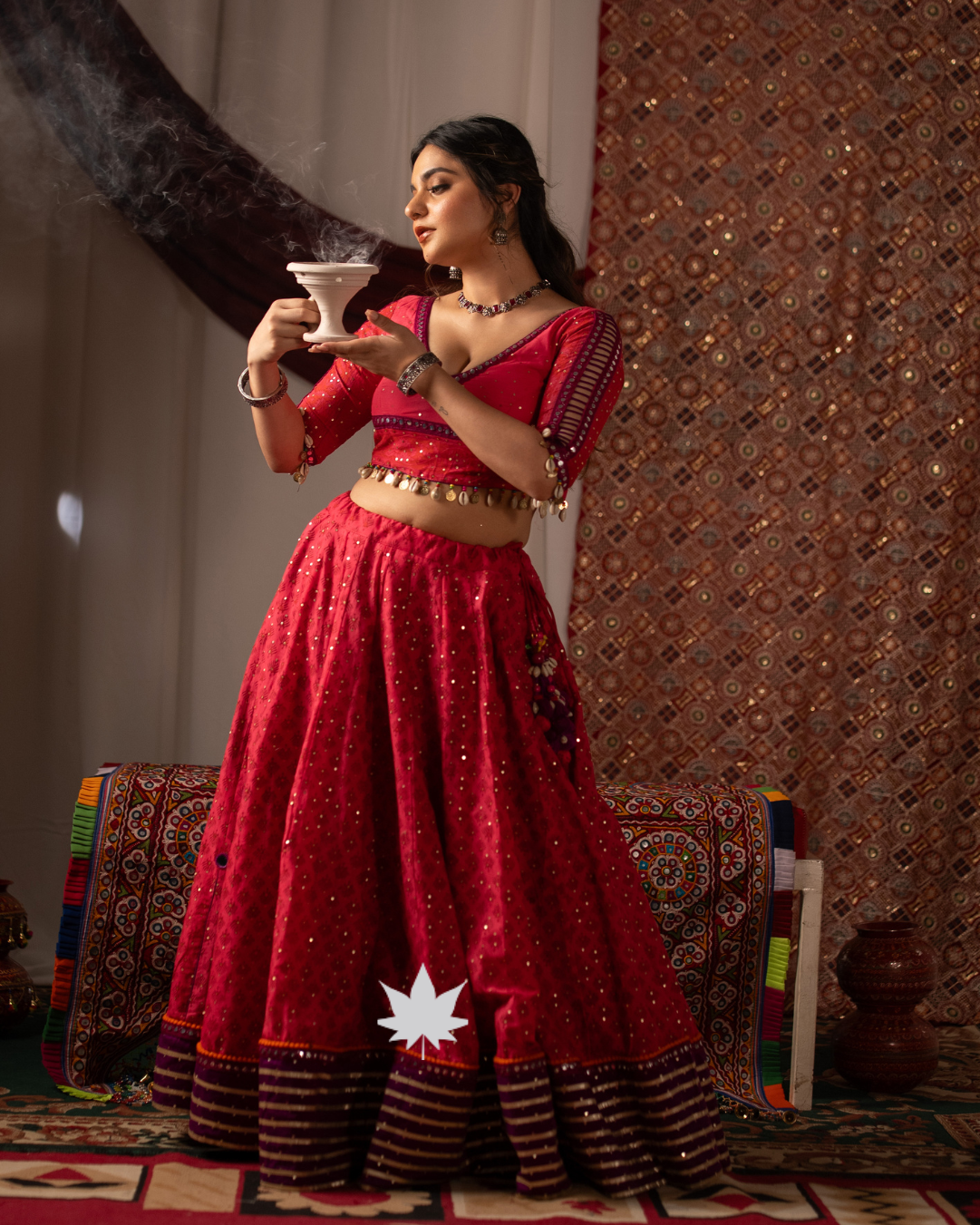 Vibrant Rani Pink with Purple Dupatta Chaniya Choli