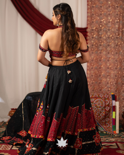 Black Navratri Chaniya Choli with Kutchi Work