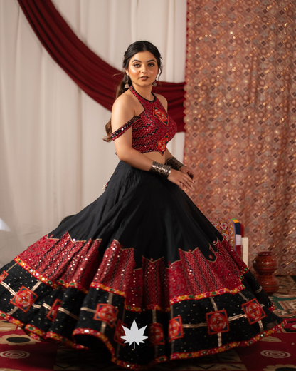 Black Navratri Chaniya Choli with Kutchi Work
