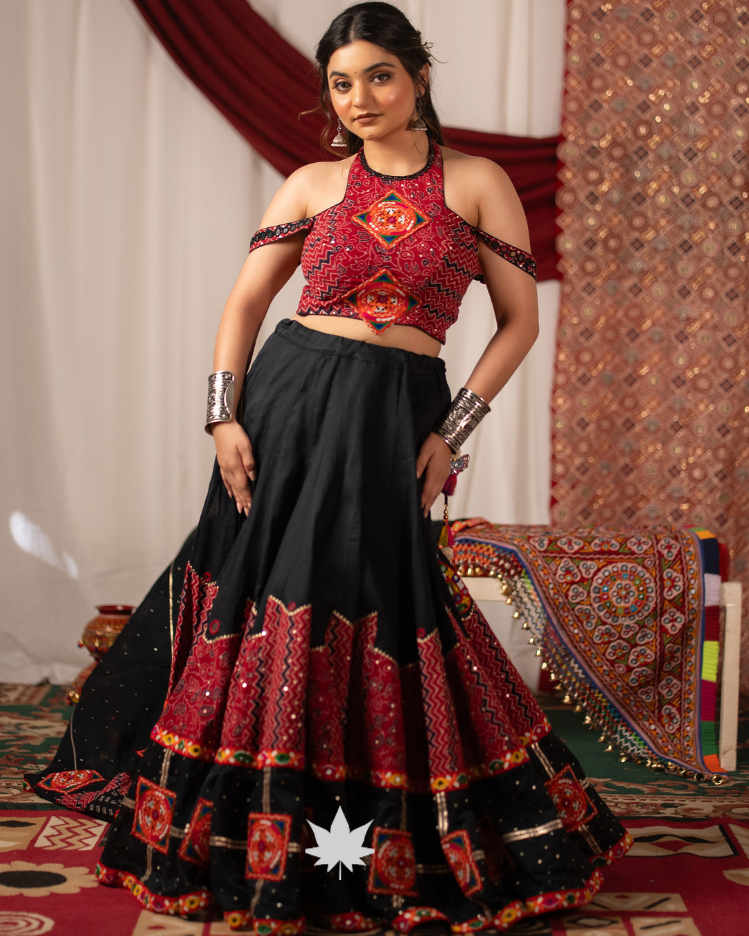 Black Navratri Chaniya Choli with Kutchi Work
