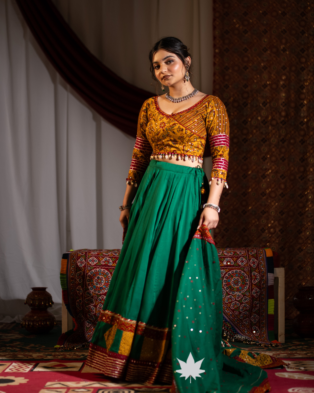 Emerald Green Cotton Chaniya Choli