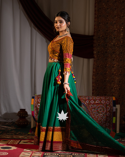 Emerald Green Cotton Chaniya Choli