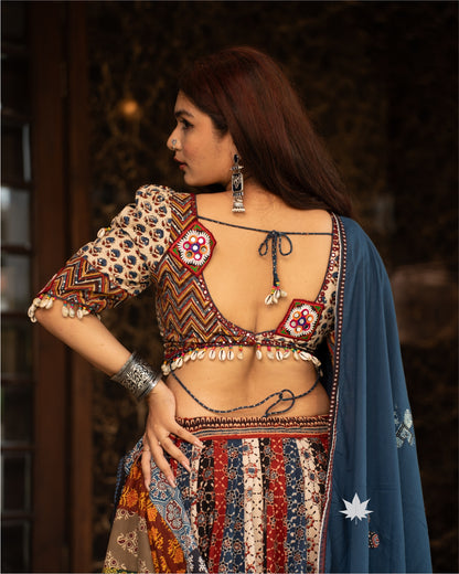 Multicolor Patchwork Chaniya Choli Set with Printed Blouse