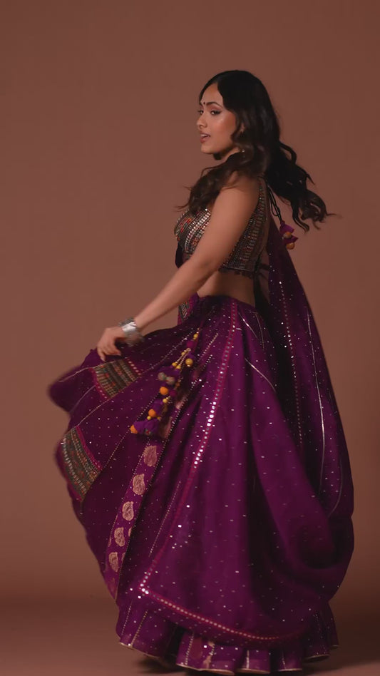 RangRitu Purple Ghagra Set