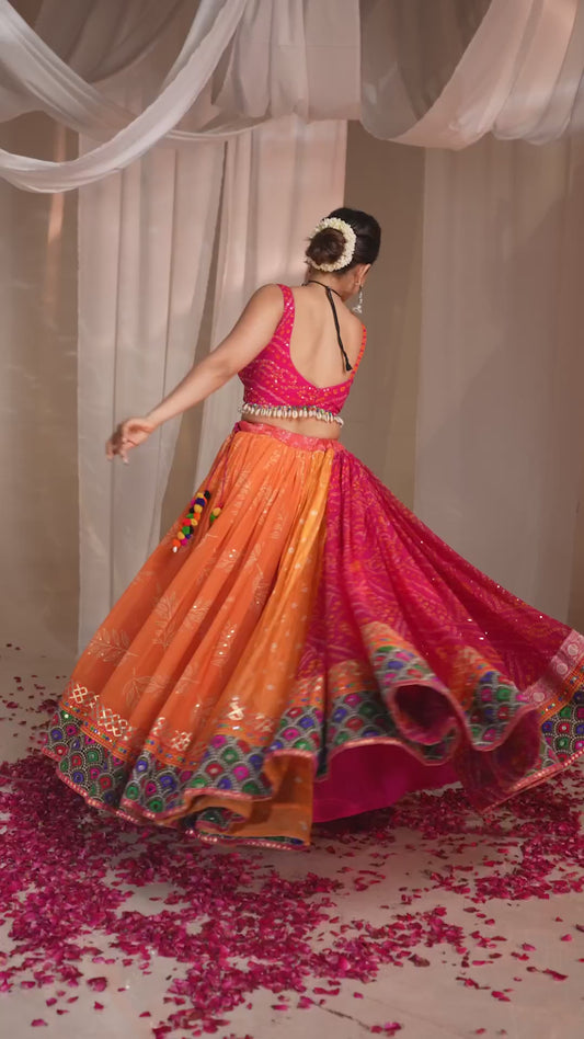 Bandhani & Ajrakh Inspired Chaniya Choli with Jacket