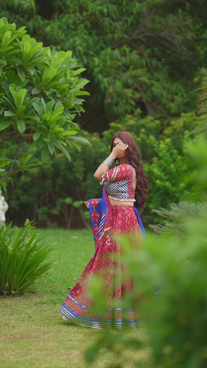 ROYAL RED& BLUE BANDHANI CHANIYA CHOLI