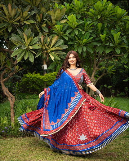 ROYAL RED& BLUE BANDHANI CHANIYA CHOLI